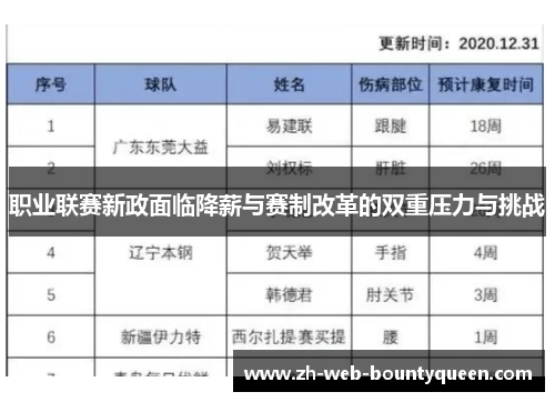 职业联赛新政面临降薪与赛制改革的双重压力与挑战